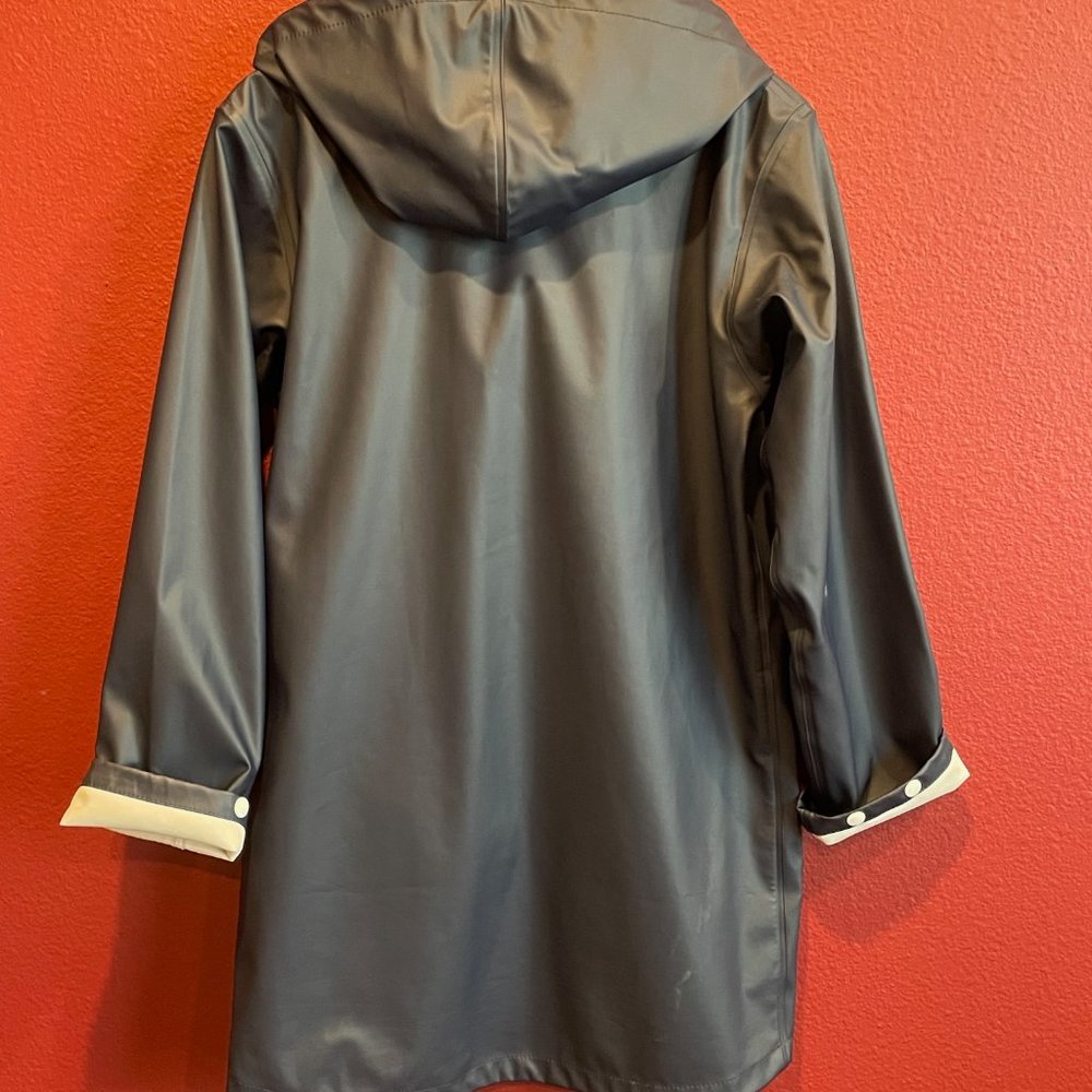 Tretorn Navy Blue Rain Trench Coat with Cream Lining - Picture 3 of 5
